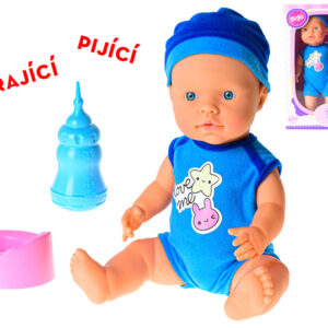 Miminko 40cm tvrdé tělo pijící a čůrající s doplňky v krabičce
