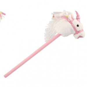 Kůň jednorožec na tyči plyš 80cm na baterie se zvukem bílý v sáčku