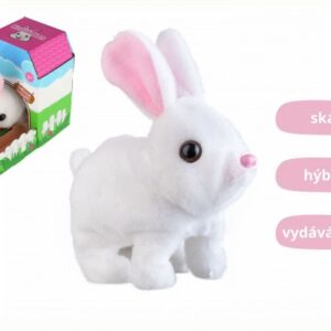 Králík Ben skákající plyš/plast 16x17cm na baterie se zvukem v krabici