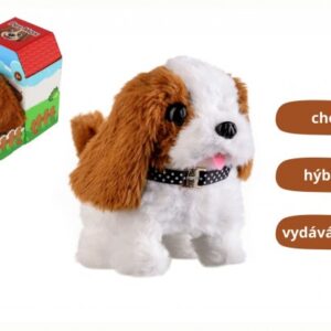 Pes Max chodící štěkající plyš/plast 15 x12cm na baterie se zvukem s pohybem v krabici
