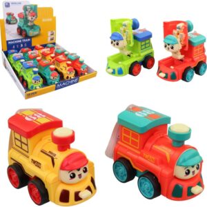 Vláček/lokomotiva na setrvačník 2v1 s robotem 18x11,6x11,4cm