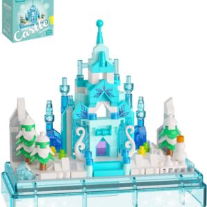 Stavebnice mini KOCO Zimní hrad 381 dílků 3D v průhledném boxu plast