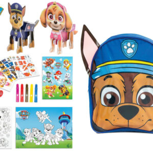 Paw Patrol tvořivá sada s barvičkami, nálepkami a omalovánkami v batůžku Chase