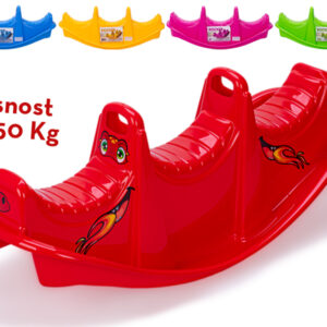 Houpačka plastová 100x37x39cm se samolepkami nosnost 50kg 5barev 18m+