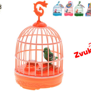 Toys&Trends ptáček zpívající na baterie se světlem a zvukem v klícce 12cm 4barvy