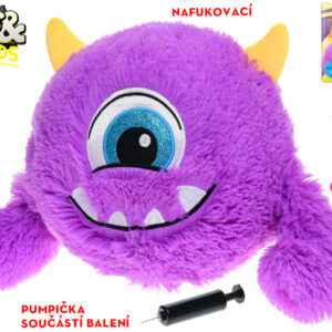 Toys&Trends Brainboooom příšerka plyšová 23cm nafukovací 4barvy s pumpičkou