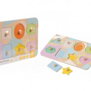 Puzzle/Vkládačka deskové geometrické tvary dřevo ve fólii 30x21cm 24m+