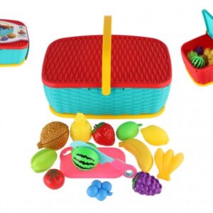 Piknikový košík - ovoce/zelenina krájecí 15ks plast 2 barvy 28x20cm