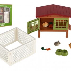 Králíkárna s výběhem plast s doplňky v krabici 23x19x8cm