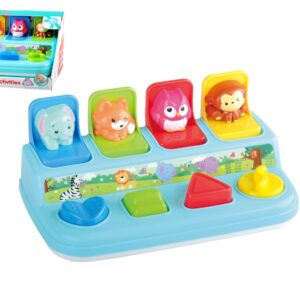 Vkládačka vyskakovací zvířátka plast v krabici 28x14x17cm 12m+