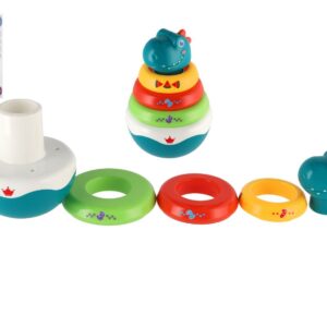 Roly Poly dinosaurus plast 16cm skládanka pyramida s kroužky se zvukem v krabičce 13x20cm 6m+