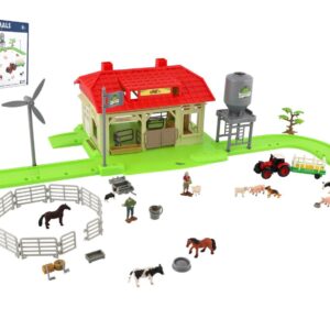 Sada domácí farma se zvířaty a traktorem plast s doplňky v krabici 48x31x9cm